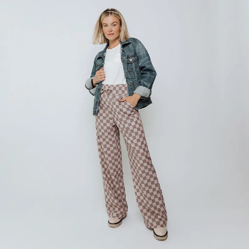 Shop affordable clothing for all occasions –  Audrey Trouser, Brown Checkers