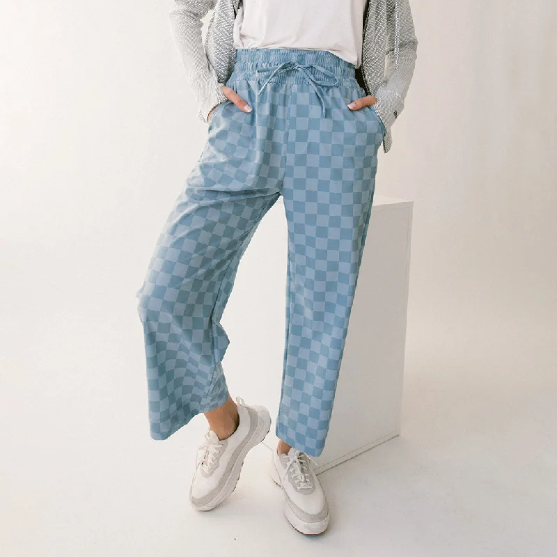 Final clearance: Men’s clothing items up to 70% off! Audrey Wide Leg Pants, Blue Checkers Final clearance: Men’s clothing items up to 70% off! Audrey Wide Leg Pants, Blue Checkers