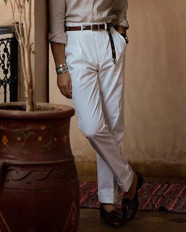 Shop affordable clothing – Limited-time only!  Pleated White Twill Pant