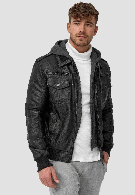 Shop affordable clothing for men – Up to 60% off! Indicode - Aaron Black - Leather Jacket Shop affordable clothing for men – Up to 60% off! Indicode - Aaron Black - Leather Jacket