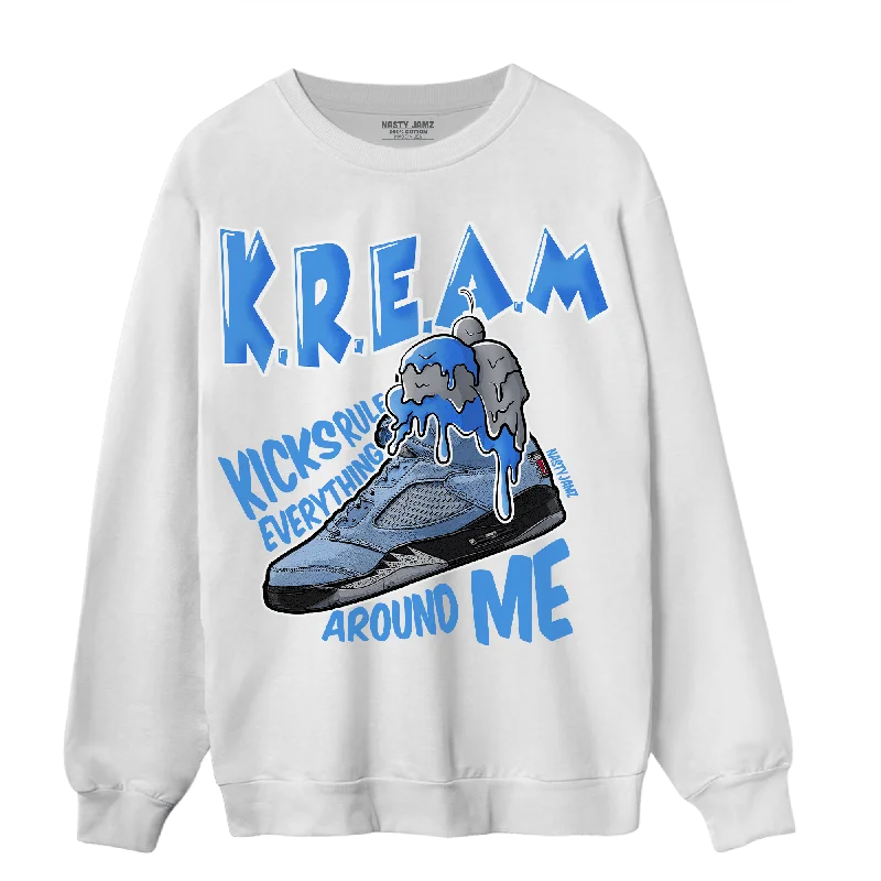 Top-rated clothing on sale – Shop now and get up to 80% off!  NastyJamz University Blue 5s Sweatshirt Match Kream Sneaker