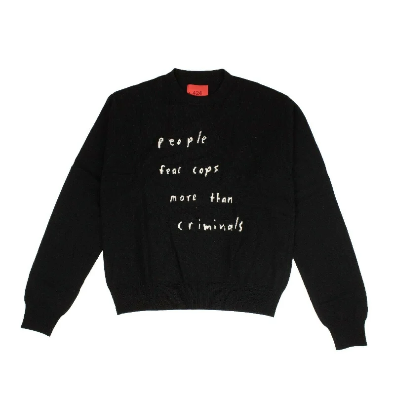Flash sale on trendy clothing – Limited time offers available online. 424 On Fairfax People Fear Cops Sweater - Black Flash sale on trendy clothing – Limited time offers available online. 424 On Fairfax People Fear Cops Sweater - Black