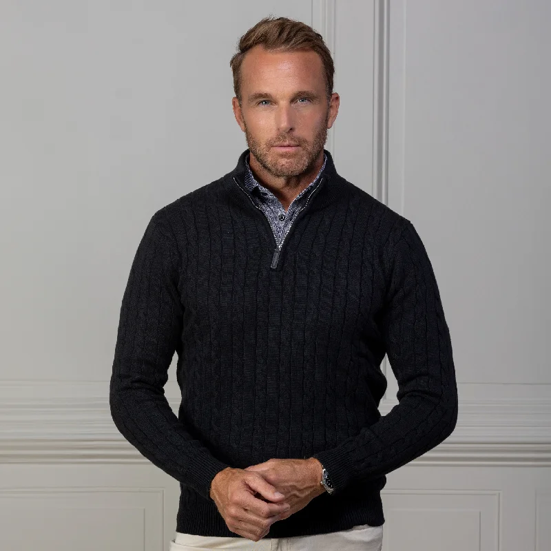 Exclusive deals on men’s fashion – Shop now and save big! Black Kensington Cable Knit Quarter Zip Sweater Exclusive deals on men’s fashion – Shop now and save big! Black Kensington Cable Knit Quarter Zip Sweater