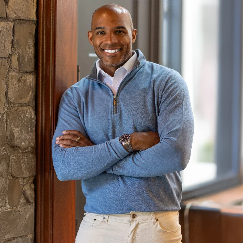 Shop the best in men’s fashion for less – limited-time sale! Medium Blue Heather Cloud Cotton Quarter Zip Pullover Shop the best in men’s fashion for less – limited-time sale! Medium Blue Heather Cloud Cotton Quarter Zip Pullover