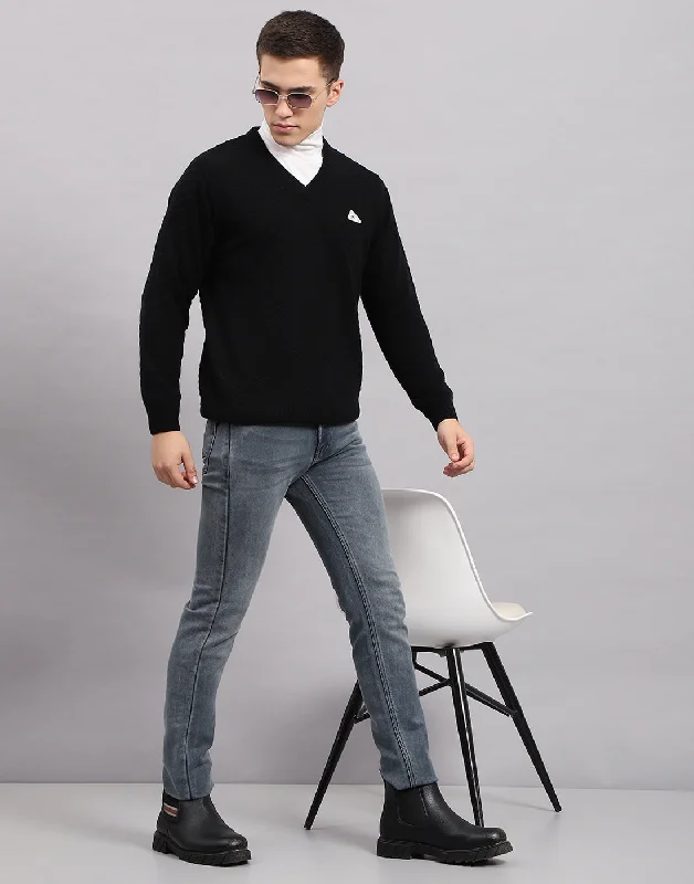 Time to shop! Men’s clothing deals you can’t resist. Men Black Self Design V Neck Full Sleeve Pullover Time to shop! Men’s clothing deals you can’t resist. Men Black Self Design V Neck Full Sleeve Pullover