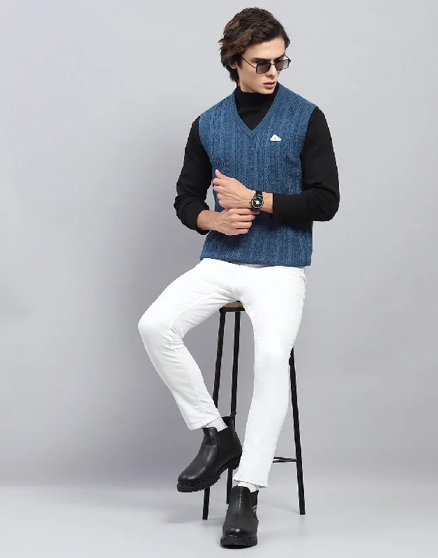 Last chance! Men’s clothing at unbeatable prices. Men Blue Self Design V Neck Sleeveless Sweater Last chance! Men’s clothing at unbeatable prices. Men Blue Self Design V Neck Sleeveless Sweater