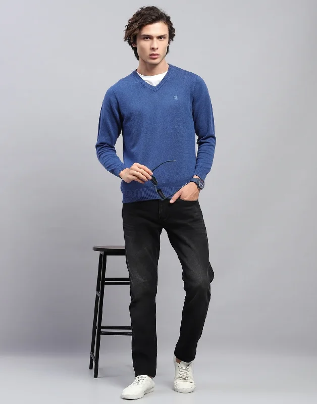 Seasonal discounts on stylish clothes – Perfect for any occasion! Men Blue Solid V Neck Full Sleeve Pullover Seasonal discounts on stylish clothes – Perfect for any occasion! Men Blue Solid V Neck Full Sleeve Pullover