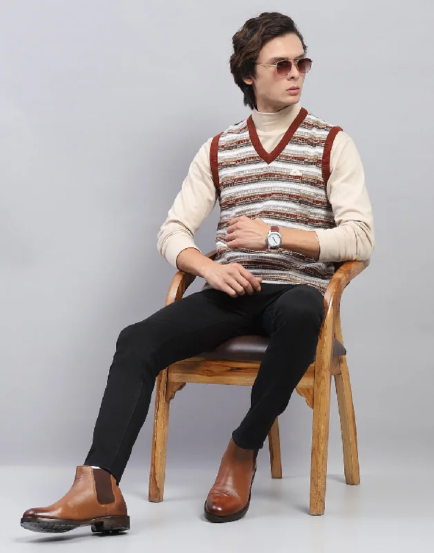 Hurry, the best deals on men’s fashion won’t last long! Men Brown Self Design V Neck Sleeveless Sweater Hurry, the best deals on men’s fashion won’t last long! Men Brown Self Design V Neck Sleeveless Sweater