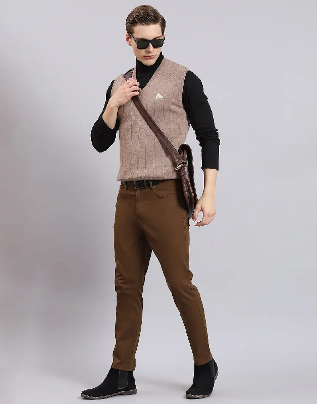 Exclusive online discounts – Shop clothing for every occasion! Men Brown Solid V Neck Sleeveless Sweater Exclusive online discounts – Shop clothing for every occasion! Men Brown Solid V Neck Sleeveless Sweater