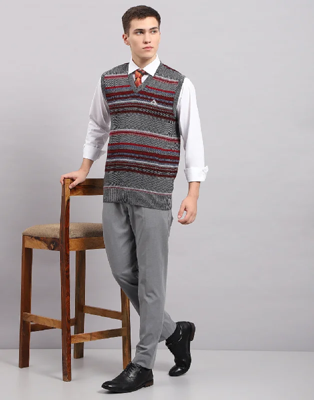 Big discounts – Shop now for amazing deals. Men Grey Stripe V Neck Sleeveless Sweater Big discounts – Shop now for amazing deals. Men Grey Stripe V Neck Sleeveless Sweater