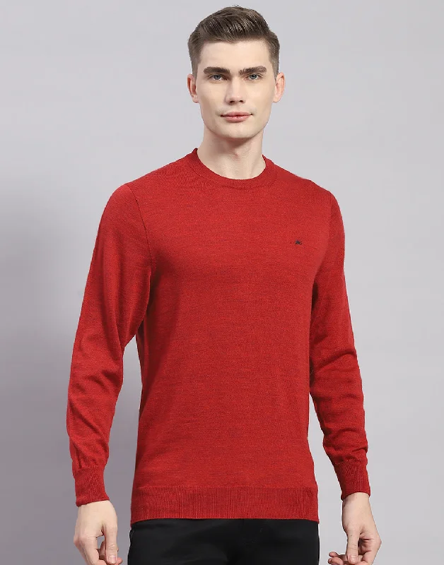 Flash discounts – men’s clothing essentials for less.  Men Maroon Solid Round Neck Full Sleeve Pullover