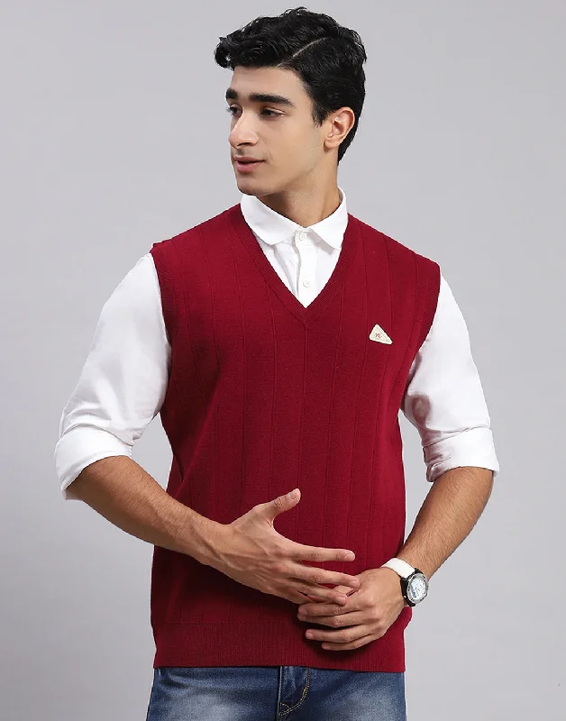 Limited-time sale: Save on all your favorite clothing items. Men Maroon Solid V Neck Sleeveless Sweater Limited-time sale: Save on all your favorite clothing items. Men Maroon Solid V Neck Sleeveless Sweater