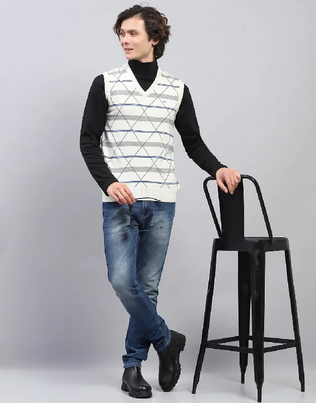 Refresh your wardrobe with the best deals on men's fashion. Men Off White Self Design V Neck Sleeveless Sweater Refresh your wardrobe with the best deals on men's fashion. Men Off White Self Design V Neck Sleeveless Sweater
