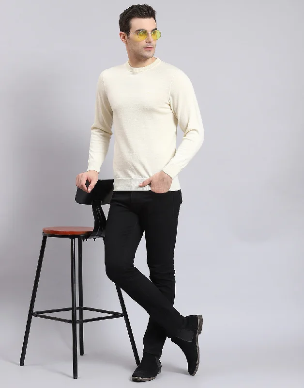 Shop the best clothing sale – Limited-time offer. Men Off White Solid Round Neck Full Sleeve Sweater Shop the best clothing sale – Limited-time offer. Men Off White Solid Round Neck Full Sleeve Sweater