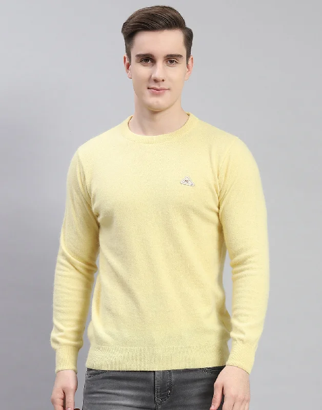 Save more with bundle deals on men’s fashion items.  Men Yellow Solid Round Neck Full Sleeve Pullover