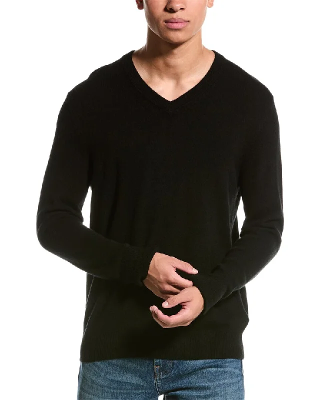 Don’t miss out – Limited-time   Qi Cashmere Solid Cashmere V-Neck Sweater