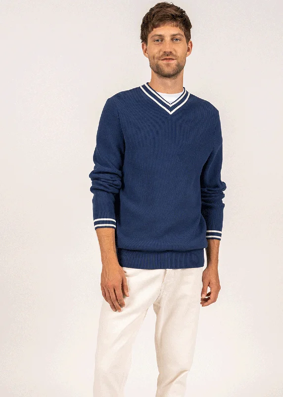 Shop the ultimate men’s clothing sale – incredible prices on your favorite styles. TREGUIER - V-Neck Purl Knit Sweater (INDIGO / IVORY) Shop the ultimate men’s clothing sale – incredible prices on your favorite styles. TREGUIER - V-Neck Purl Knit Sweater (INDIGO / IVORY)
