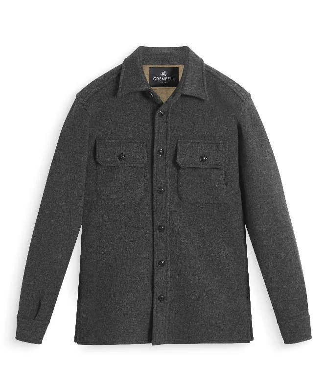 Seasonal clearance – Save on all clothing essentials this weekend.  Overshirt - Heavy Double Faced Wool Grey & Camel