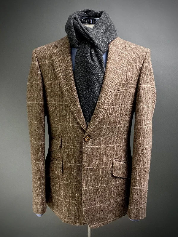 Shop exclusive offers on men’sapparel   Latte Brown Check Herringbone Tweed Blazer.
