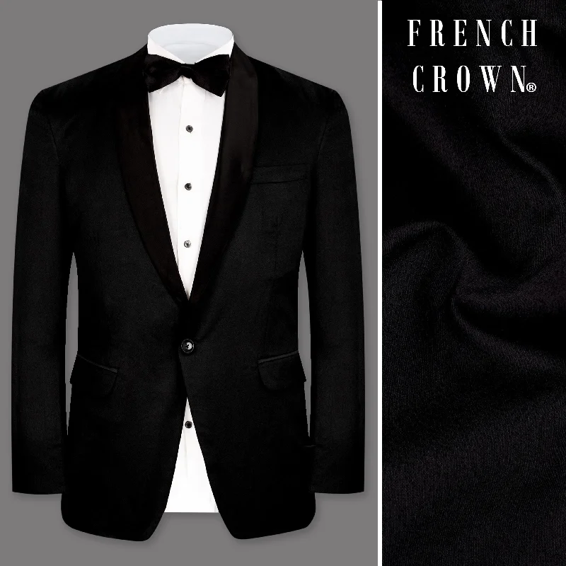 Shop stylish and affordable clothes –   Jade Black Subtle Sheen Tuxedo Blazer