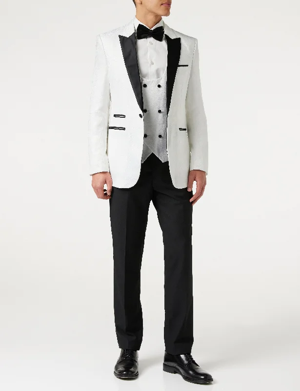 Find your perfect fit at the best prices – Clothing deals now on sale. BRIAN - Floral Jacquard Print White Tuxedo Jacket With Waistcoat Find your perfect fit at the best prices – Clothing deals now on sale. BRIAN - Floral Jacquard Print White Tuxedo Jacket With Waistcoat