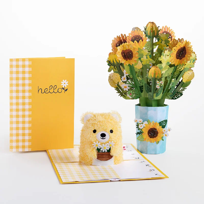 Soft and cuddly stuffed animalsDaisy Greetings Plushpop Card and Bouquet Bundle