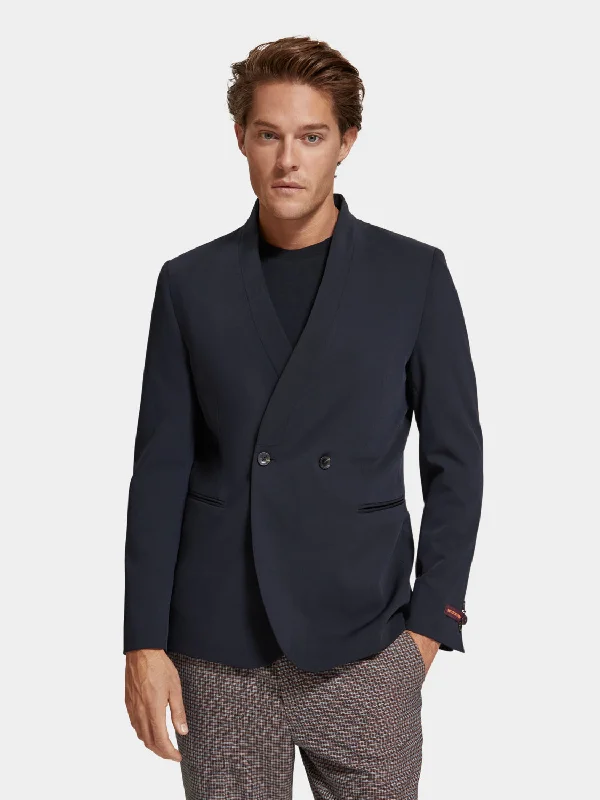 Shop the season’s best styles at discounted prices on men's clothing. Double-breasted kimono collar blazer Shop the season’s best styles at discounted prices on men's clothing. Double-breasted kimono collar blazer