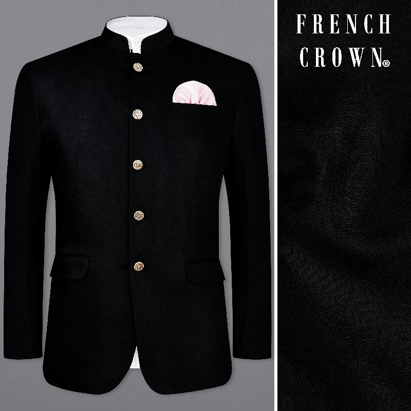 Check out the best prices on men's fashion basics – limited time offer. Jade Black Subtle Sheen Bandhgala/Mandarin Wool blend Blazer Check out the best prices on men's fashion basics – limited time offer. Jade Black Subtle Sheen Bandhgala/Mandarin Wool blend Blazer