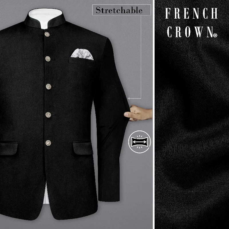 Huge savings on popular clothing styles – Jade Black Solid Premium Cotton Bandhgala Stretchable Traveler Blazer Huge savings on popular clothing styles – Jade Black Solid Premium Cotton Bandhgala Stretchable Traveler Blazer