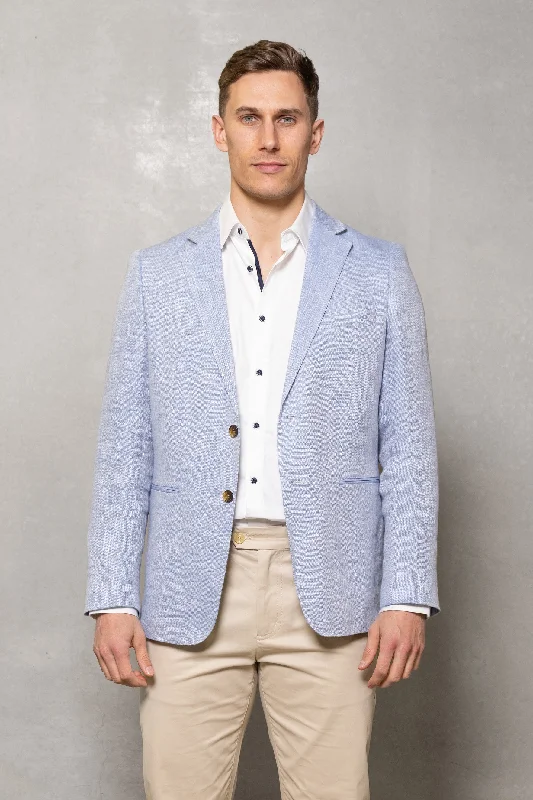 Big discounts – don’t miss out!  Johnson Linen Herringbone Blazer: Sky