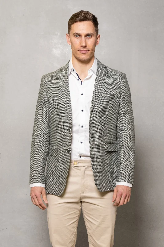 Limited-time offer!  Johnson Linen Houndstooth Blazer: Sage