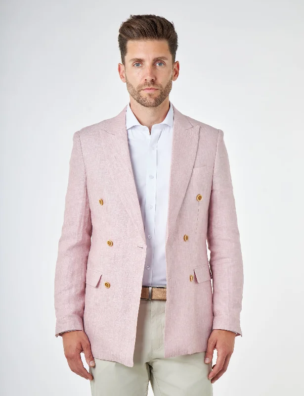 Shop affordable clothing for less – Big discounts online now.  LEWIS - Tailored Fit Pink Linen Double Breasted Suit Jacket