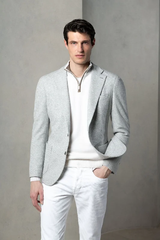 Refresh your wardrobe with the best deals on men's fashion. Light grey jersey houndstooth jacket - Made in Italy Refresh your wardrobe with the best deals on men's fashion. Light grey jersey houndstooth jacket - Made in Italy