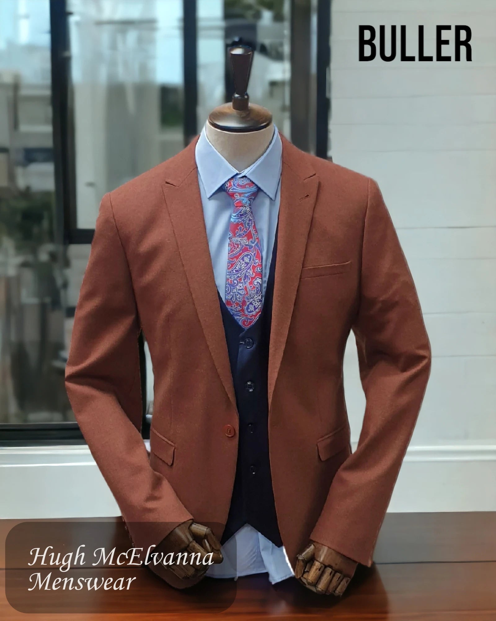 Shop the latest men's clothing trends at a fraction of the price.  Buller Mens Rust Fashion Blazer Style: 8014