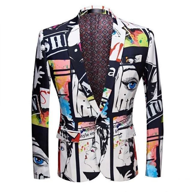 Shop new arrivals in clothing and save – Men Blazer - Multicolor Face Print Blazer Shop new arrivals in clothing and save – Men Blazer - Multicolor Face Print Blazer