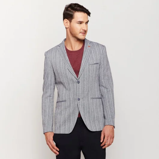 Flash sale alert! Shop fashion-forward clothing at discounted prices. Grey Double Stripes Linen Blazer Flash sale alert! Shop fashion-forward clothing at discounted prices. Grey Double Stripes Linen Blazer