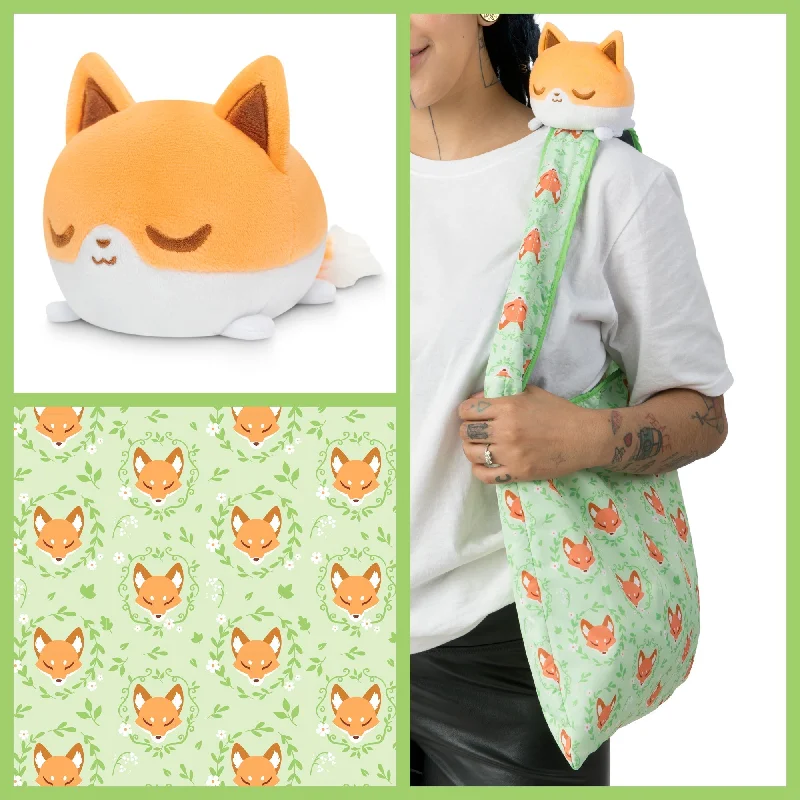 Delightful and enchanting plush friendsPlushiverse Floral Fox Plushie Tote Bag