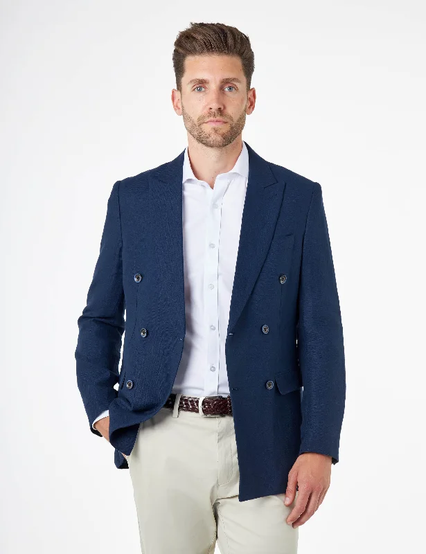 Shop the best in men’s fashion for less – limited-time sale! RAY - Tailored Fit Navy Herringbone Linen Double Breasted Jacket Shop the best in men’s fashion for less – limited-time sale! RAY - Tailored Fit Navy Herringbone Linen Double Breasted Jacket