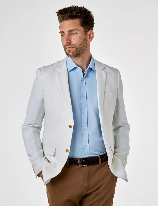 Check out the best prices on men's fashion basics – limited time offer. RAY - Tailored Fit Off White Herringbone Linen Suit Jacket Check out the best prices on men's fashion basics – limited time offer. RAY - Tailored Fit Off White Herringbone Linen Suit Jacket