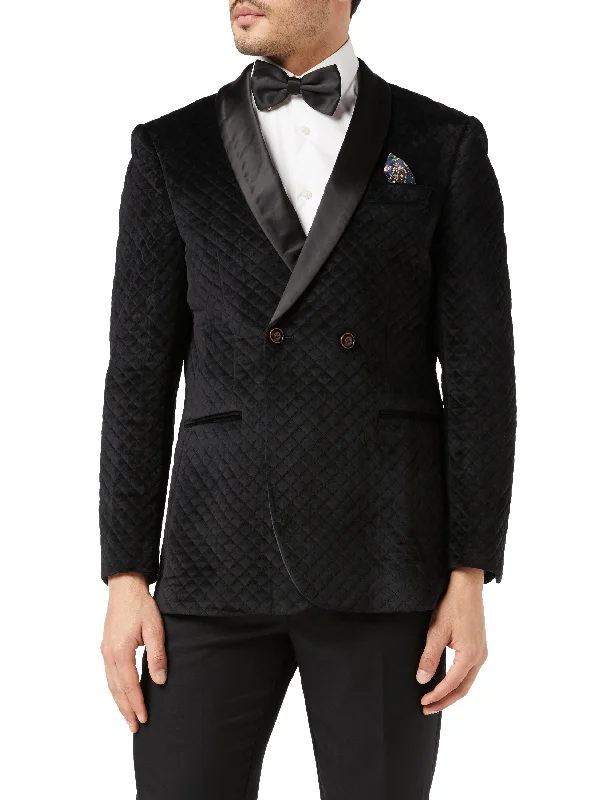 Shop our men's clothing collection for the best prices of the season. RHOM - Black Quilted Velvet Double Breasted Tuxedo Jacket Shop our men's clothing collection for the best prices of the season. RHOM - Black Quilted Velvet Double Breasted Tuxedo Jacket
