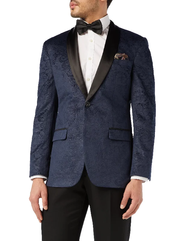 Men’s clothing at unbeatable prices – shop the sale today!  RONY - NAVY VELVET PAISLEY BLAZER