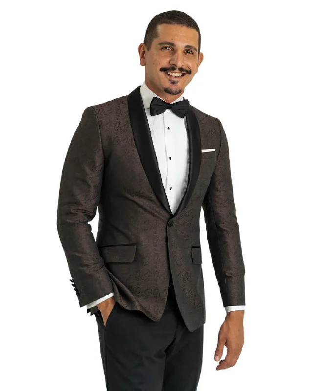 Refresh your wardrobe with the best deals on men's fashion. Rust Paisley Jacquard Evening Jacket Refresh your wardrobe with the best deals on men's fashion. Rust Paisley Jacquard Evening Jacket
