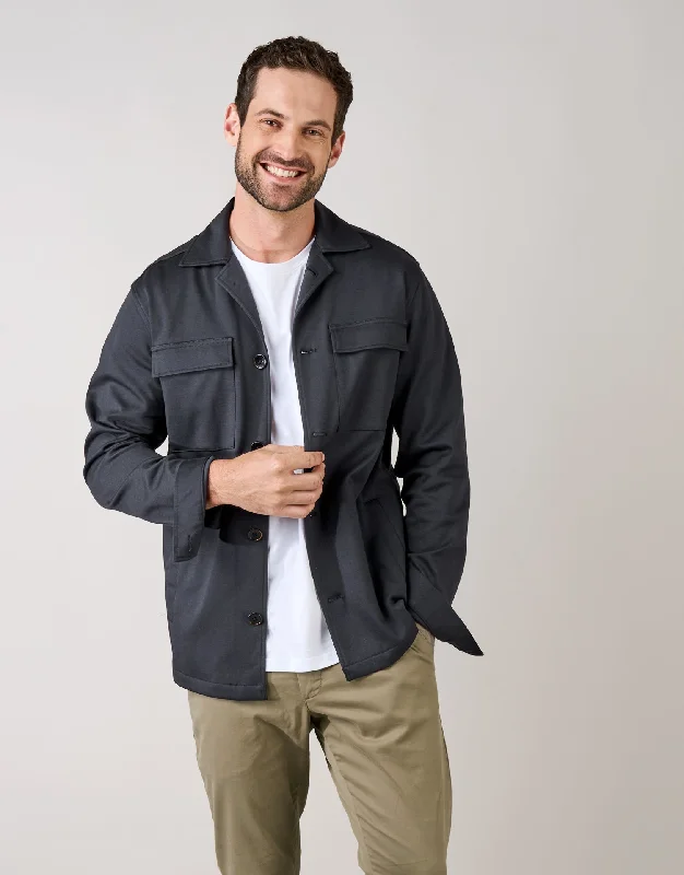 Shop the best clothing sale – Limited-time offer.  Tamaki Navy Jersey Shirt Jacket