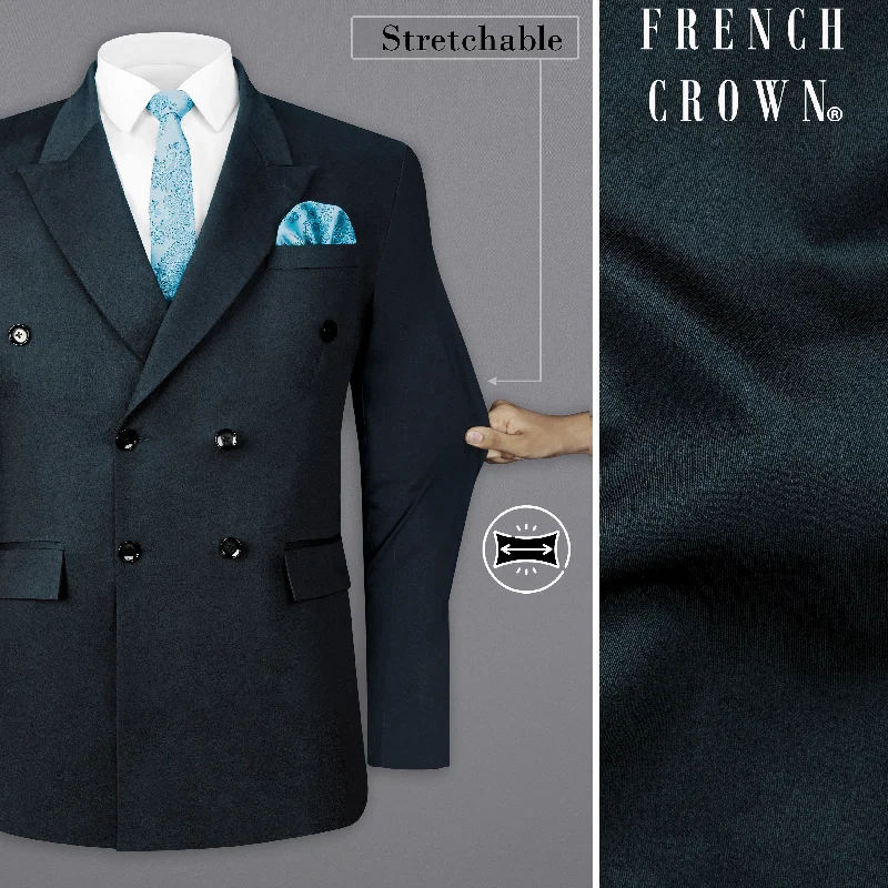 Get trendy clothes for less – Big savings on fashion basics! Timber Sea Blue Solid Stretchable Premium Cotton Double Breasted traveler Blazer Get trendy clothes for less – Big savings on fashion basics! Timber Sea Blue Solid Stretchable Premium Cotton Double Breasted traveler Blazer