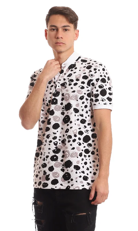 Don’t miss out – Limited-time   97559 Self Patterned Mandarin Collar Black & White Henley T-Shirt