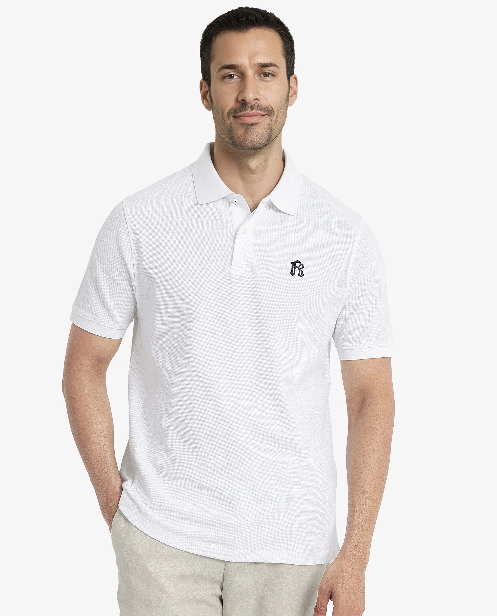 Exclusive online discounts – Shop clothing for every occasion! Rare Rabbit Men Dive White Cotton Fabric Short Sleeve Button Closure Regular Fit Embroidered Logo Plain Polo T-Shirt Exclusive online discounts – Shop clothing for every occasion! Rare Rabbit Men Dive White Cotton Fabric Short Sleeve Button Closure Regular Fit Embroidered Logo Plain Polo T-Shirt