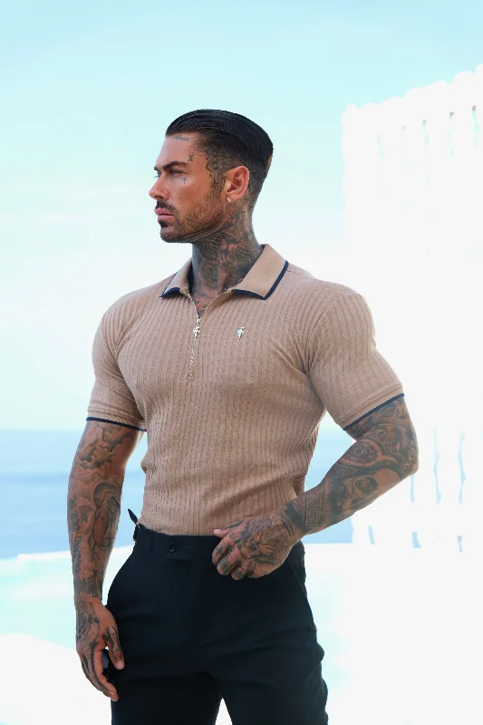 Upgrade your look with stylish, affordable men’s clothing. FS Classic Coffee Ribbed Zip Polo with Contrast Short Sleeve - FSH1104 Upgrade your look with stylish, affordable men’s clothing. FS Classic Coffee Ribbed Zip Polo with Contrast Short Sleeve - FSH1104