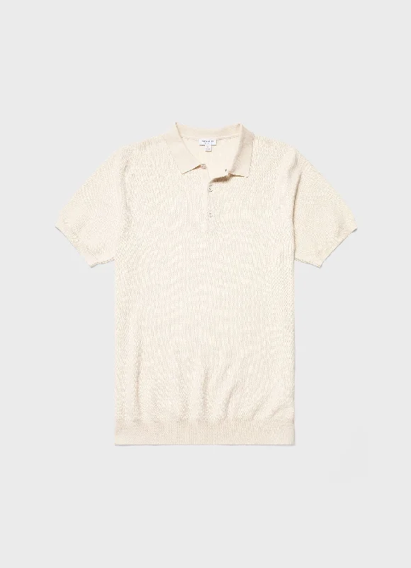 Exclusive discounts on men's fashion – shop today!  Men's Knit Polo Shirt in Ecru