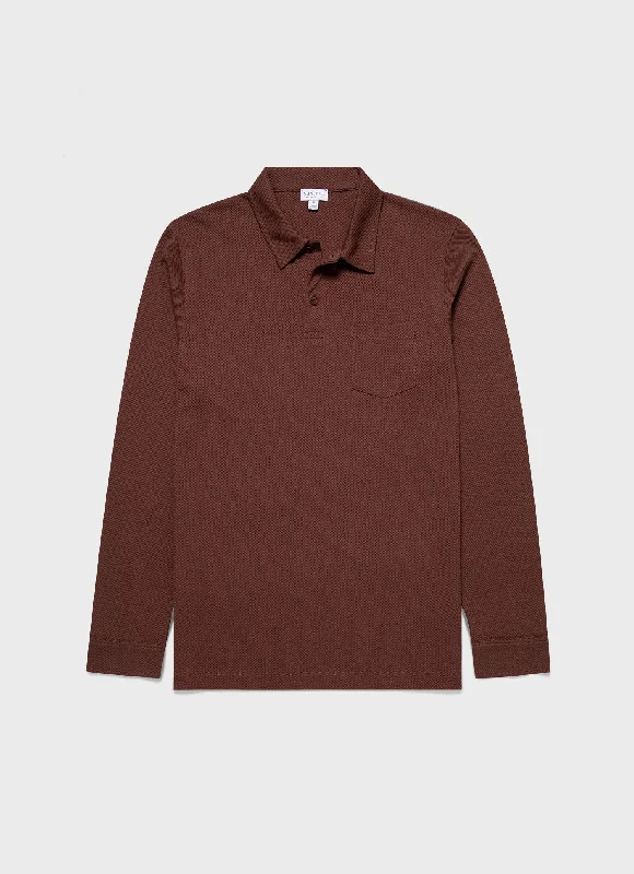 Big discounts – don’t miss out! Men's Long Sleeve Riviera Polo Shirt in Cocoa Brown Big discounts – don’t miss out! Men's Long Sleeve Riviera Polo Shirt in Cocoa Brown