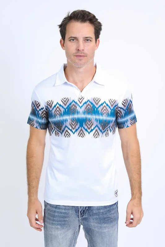Shop now and enjoy massive savings on stylish clothing for all seasons. Men's Performance Fabric Aztec Panoramic Print White Polo Shop now and enjoy massive savings on stylish clothing for all seasons. Men's Performance Fabric Aztec Panoramic Print White Polo